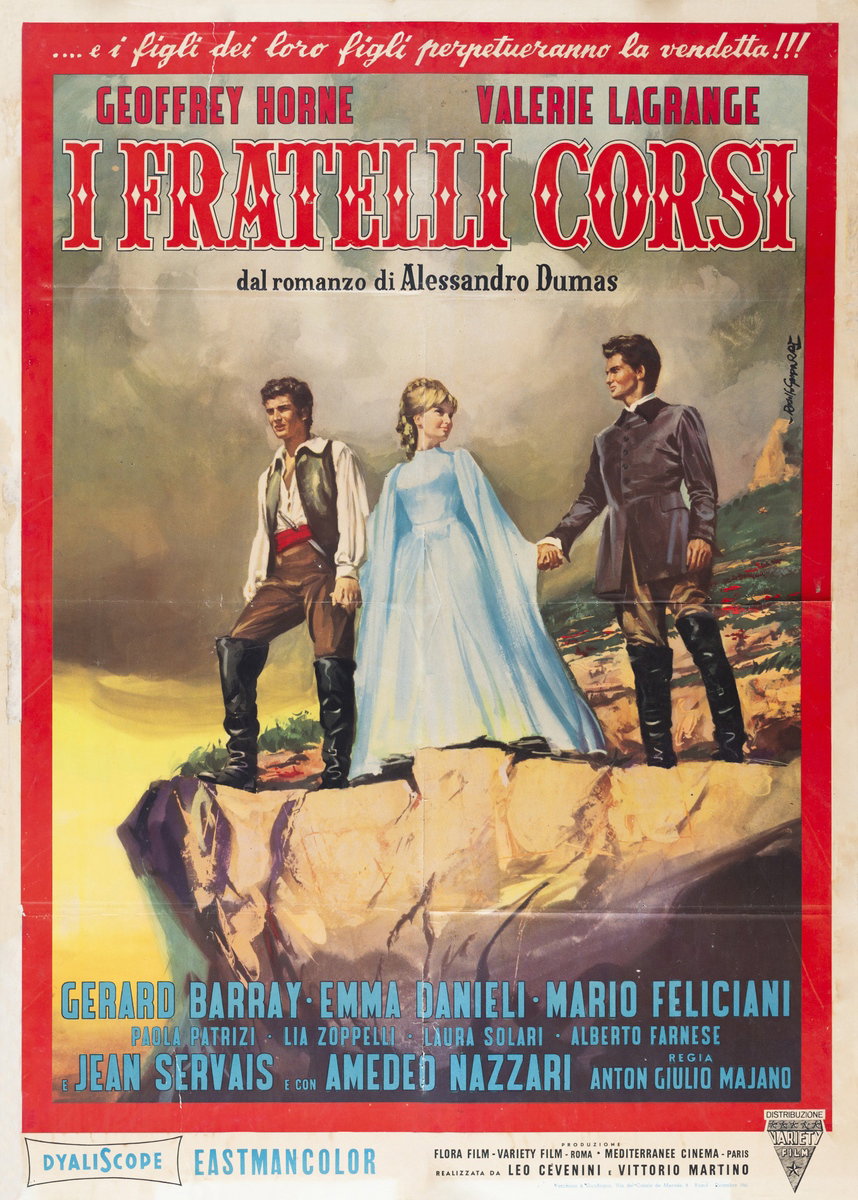 Manifesto 2 per il film I fratelli Corsi (1961), dipinto da Rodolfo Gasparri