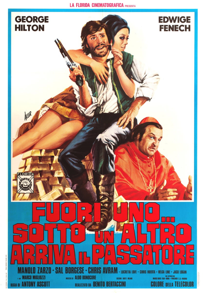 Poster 2 for the film Holy God, Here Comes the Passatore! (1973), painted by Giovanni Alessandri (Aller)