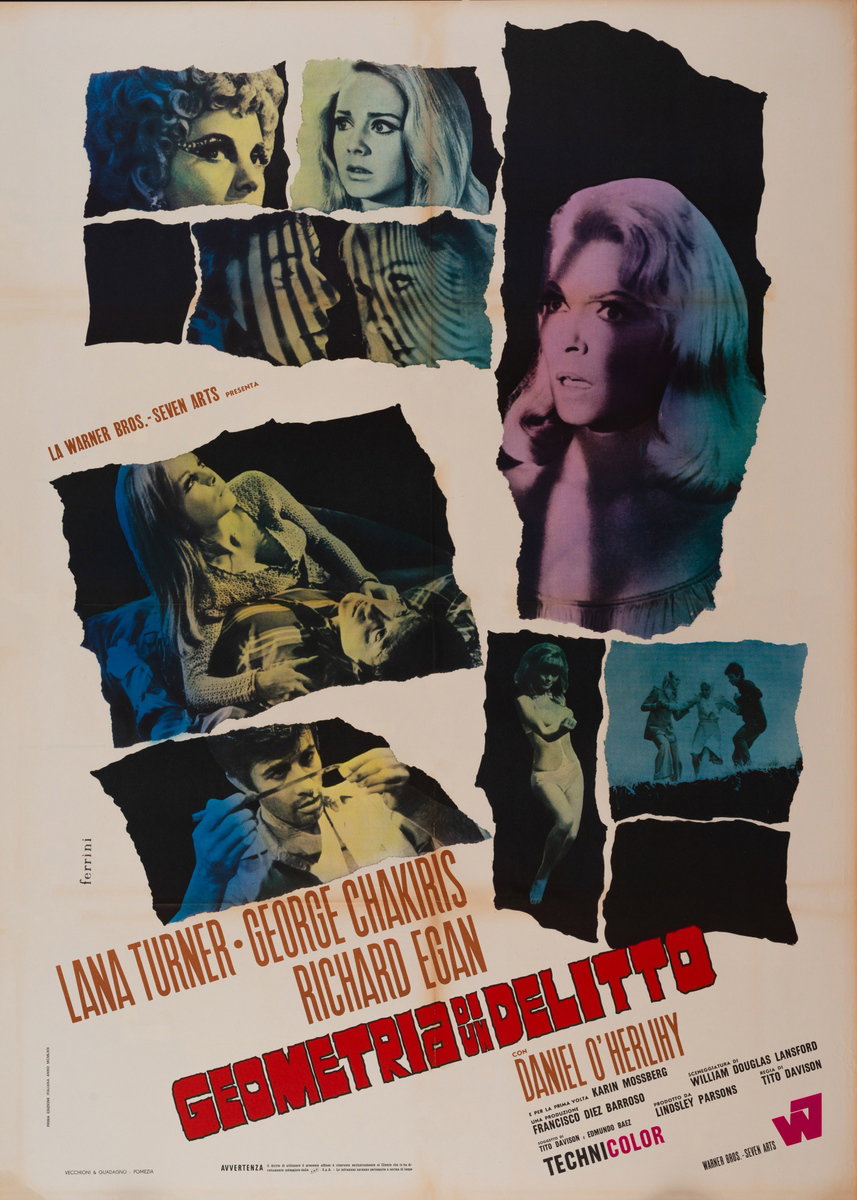 Manifesto 2 per il film Geometria di un delitto (1969), dipinto da Renato Ferrini