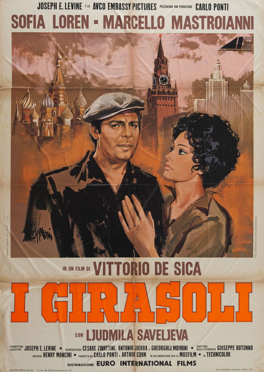 Manifesto 4 per il film I girasoli (1970), dipinto da Sandro Simeoni (Symeoni)