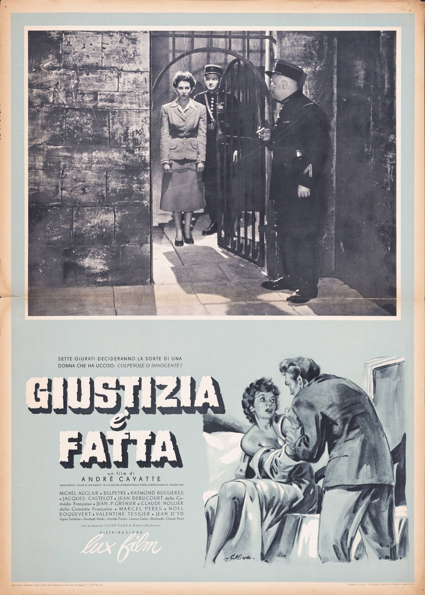 Fotobusta 6 per il film Giustizia è fatta (1950), dipinto da Giorgio Olivetti