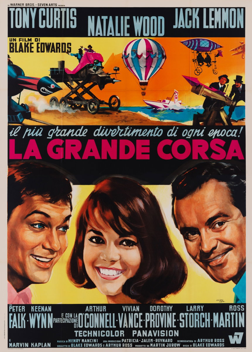 Manifesto 3 per il film La grande corsa (1965), dipinto da Giuliano Nistri