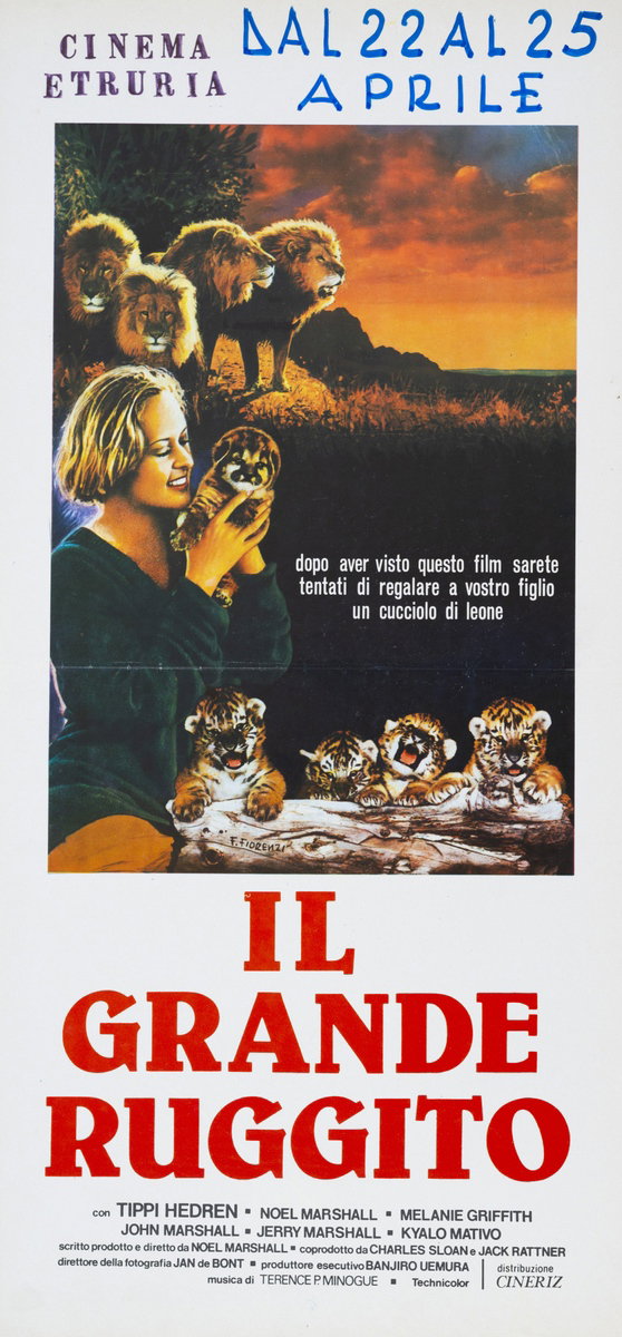 Locandina 2 for the film Roar (1981), painted by Francesco Fiorenzi