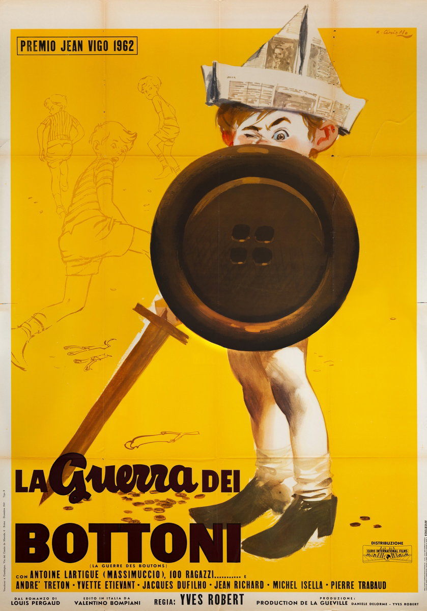 Manifesto 3 per il film La guerra dei bottoni (1962), dipinto da Averardo Ciriello