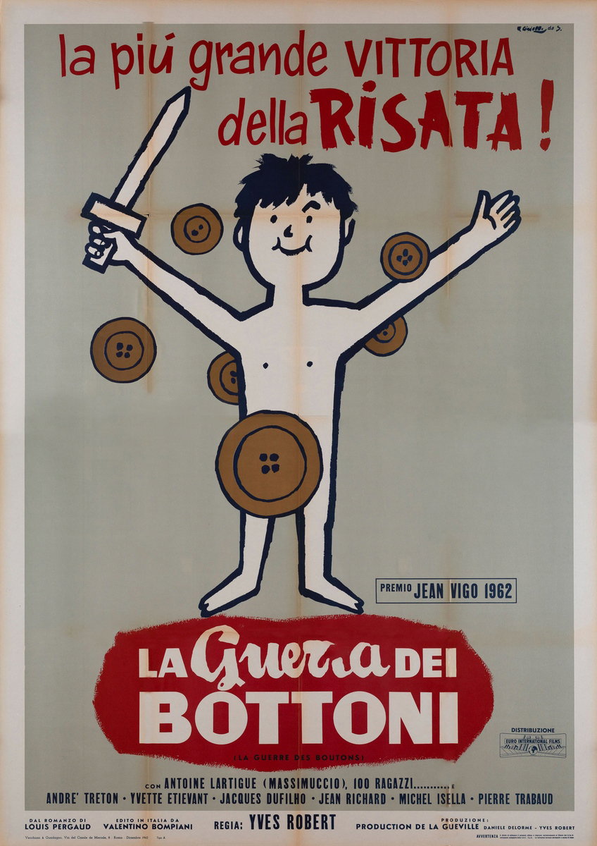 Manifesto 4 per il film La guerra dei bottoni (1962), dipinto da Averardo Ciriello