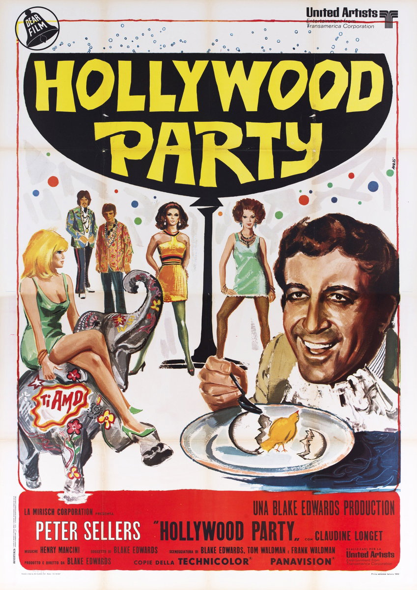 Poster 2 for the film The Party (1968), painted by Agatino Avelli