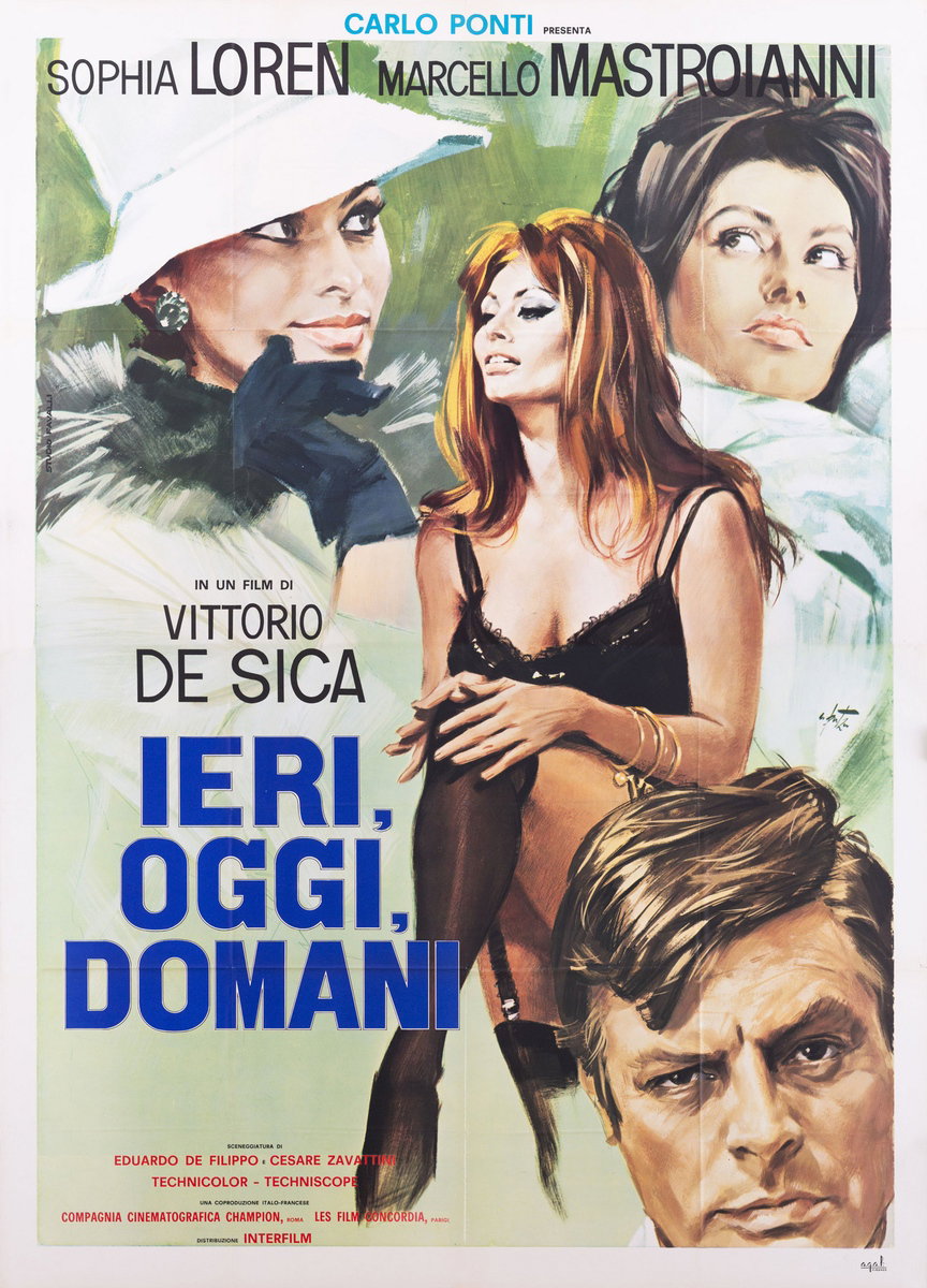 Manifesto 2 per il film Ieri, oggi, domani (1963), dipinto da Arnaldo Putzu