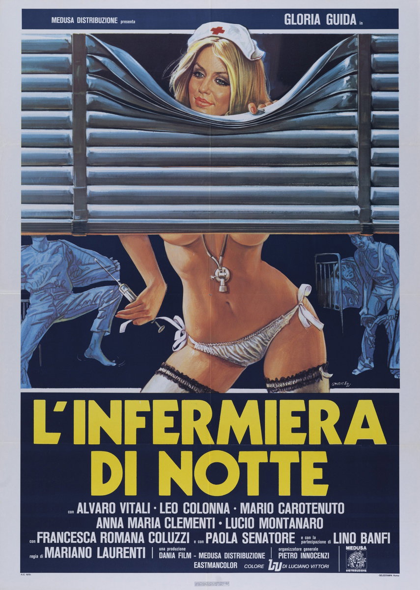 Manifesto 3 per il film L'infermiera di notte (1979), dipinto da Studio E2 (Sciotti-Tarantelli)