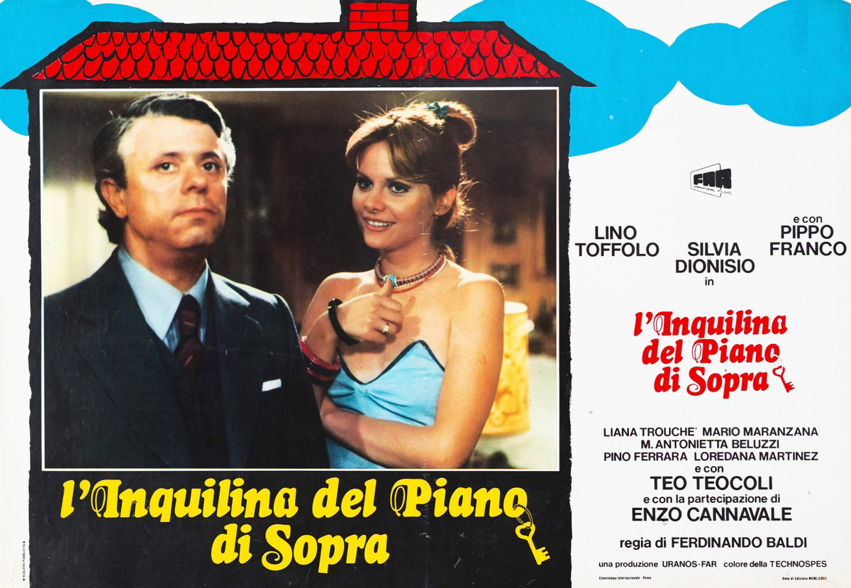 Lobby Card 2 for the film L'inquilina del piano di sopra (1978), painted by Scalera Pubblicità