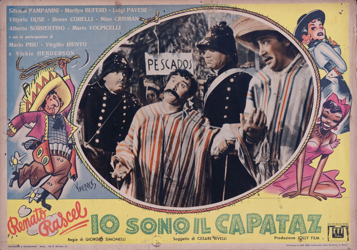 Lobby Card 2 for the film Le retour de Pancho Villa (1951), painted by Niso Ramponi (Kremos)