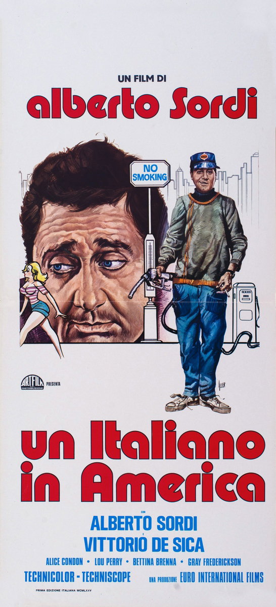 Locandina 2 per il film Un italiano in America (1967), dipinto da Giovanni Alessandri (Aller)