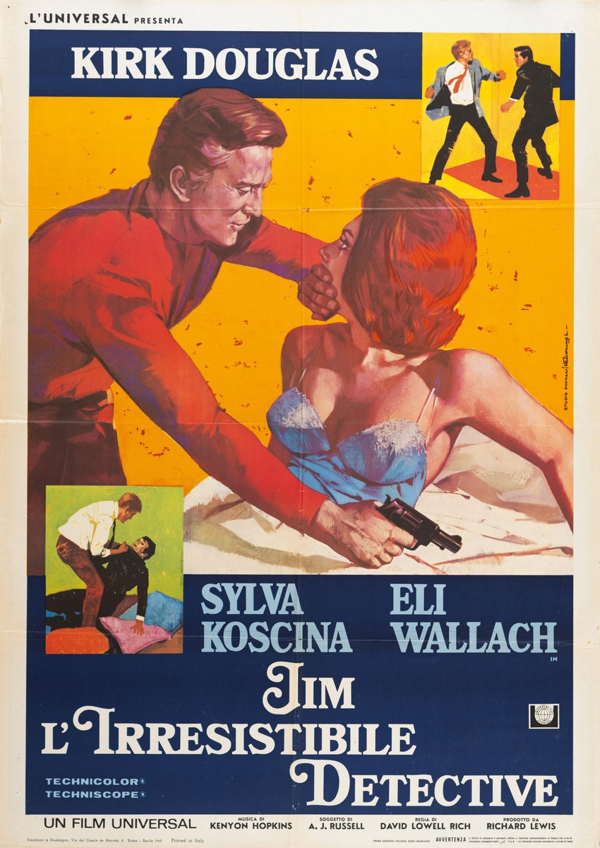 Poster 2 for the film A Lovely Way to Die (1968), painted by Rodolfo Valcarenghi