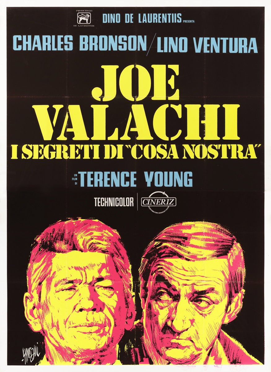 Manifesto 2 per il film Joe Valachi - I segreti di Cosa Nostra (1972), dipinto da Sandro Simeoni (Symeoni)