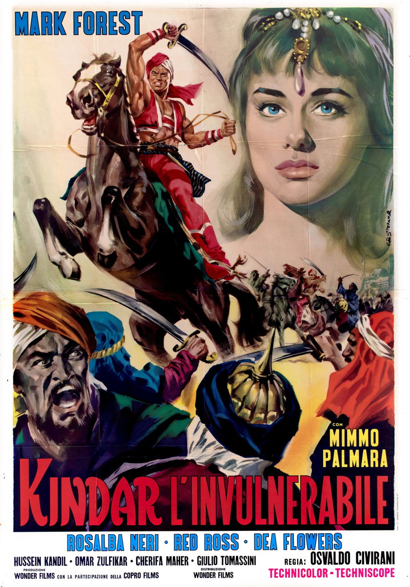 Manifesto 2 per il film Kindar, l'invulnerabile (1965), dipinto da Giovanni Di Stefano