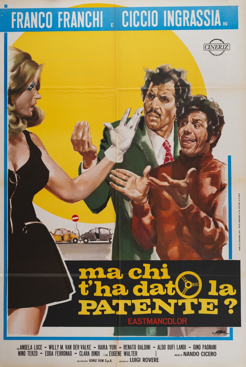 Poster 2 for the film Who Gave You the License? (1970), painted by Giorgio Olivetti
