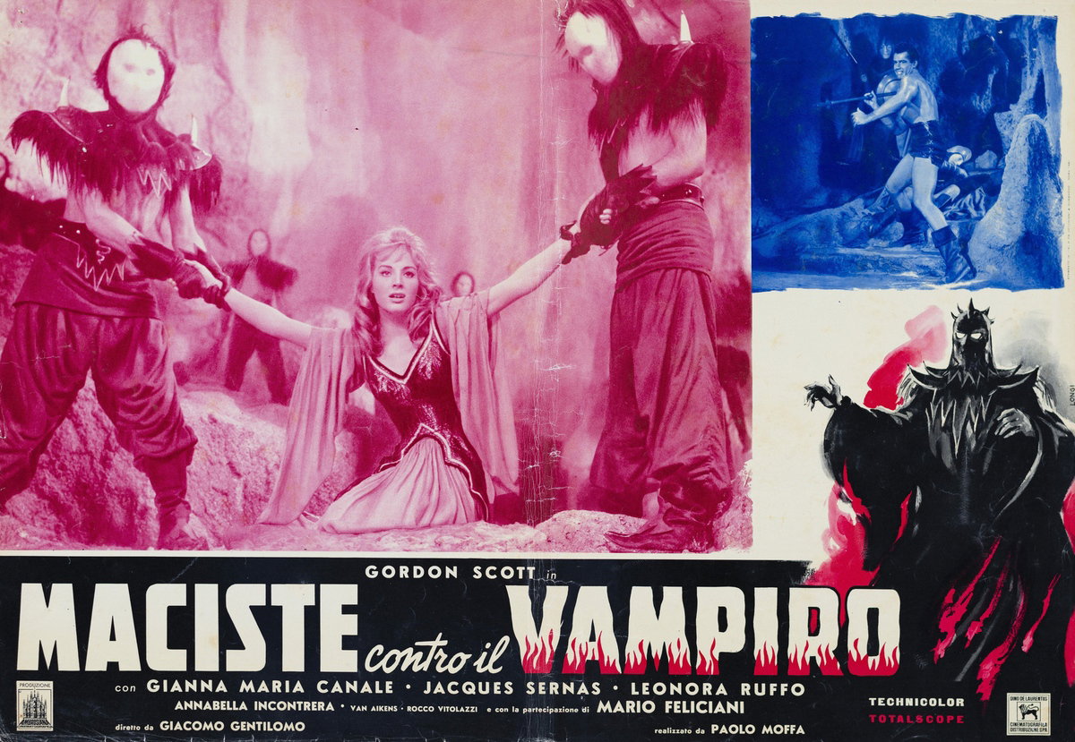 Lobby Card 2 for the film Goliath and the Vampires (1961), painted by Carlantonio Longi