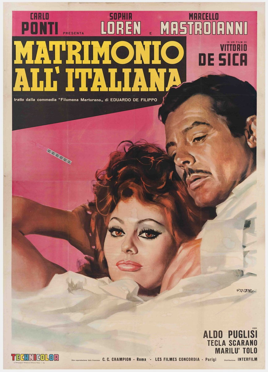 Poster 4 for the film Marriage Italian Style (1964), painted by Giuliano Nistri