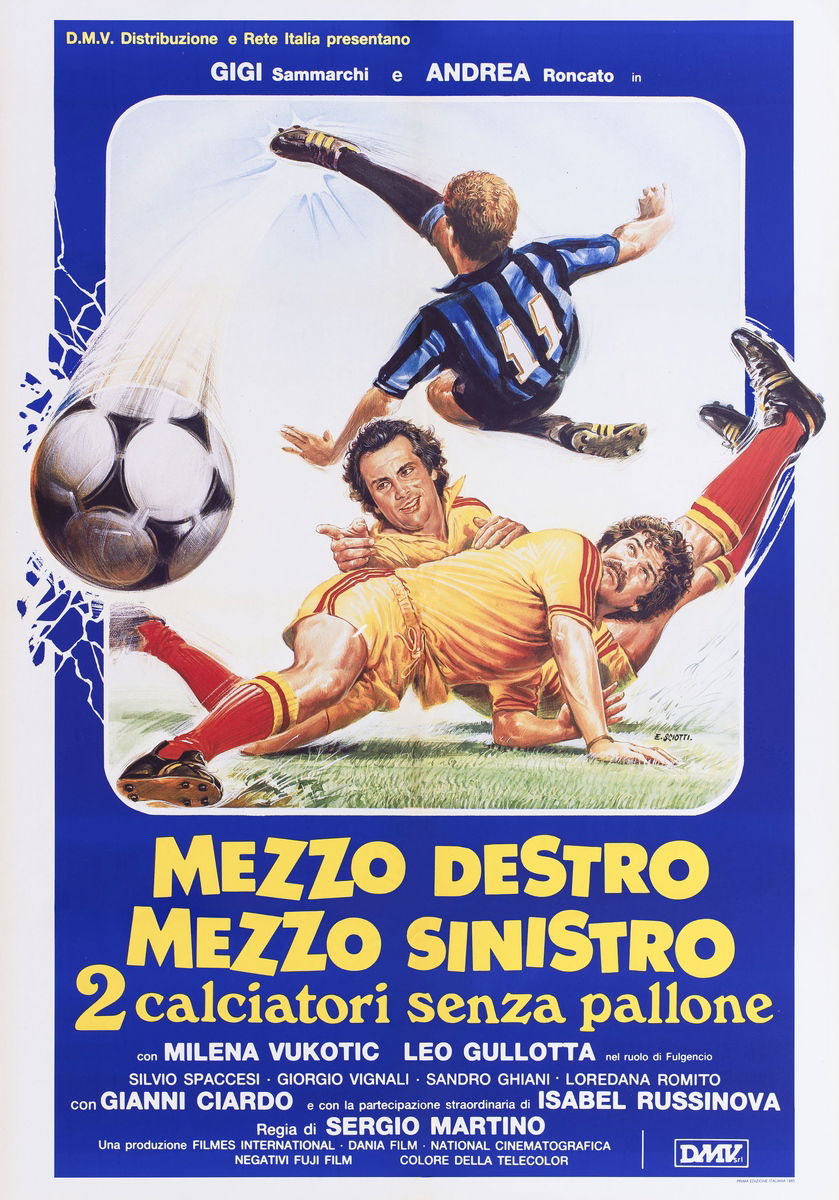 Mezzo destro mezzo sinistro - 2 calciatori senza pallone - Manifesto 1