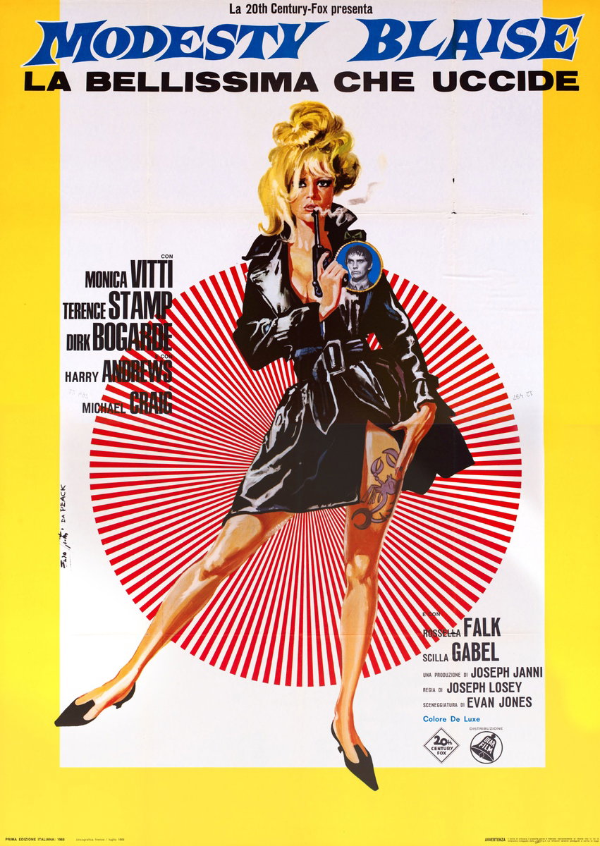 Poster 2 for the film Modesty Blaise (1966), painted by Lorenzo Nistri (Enzo) da Peack