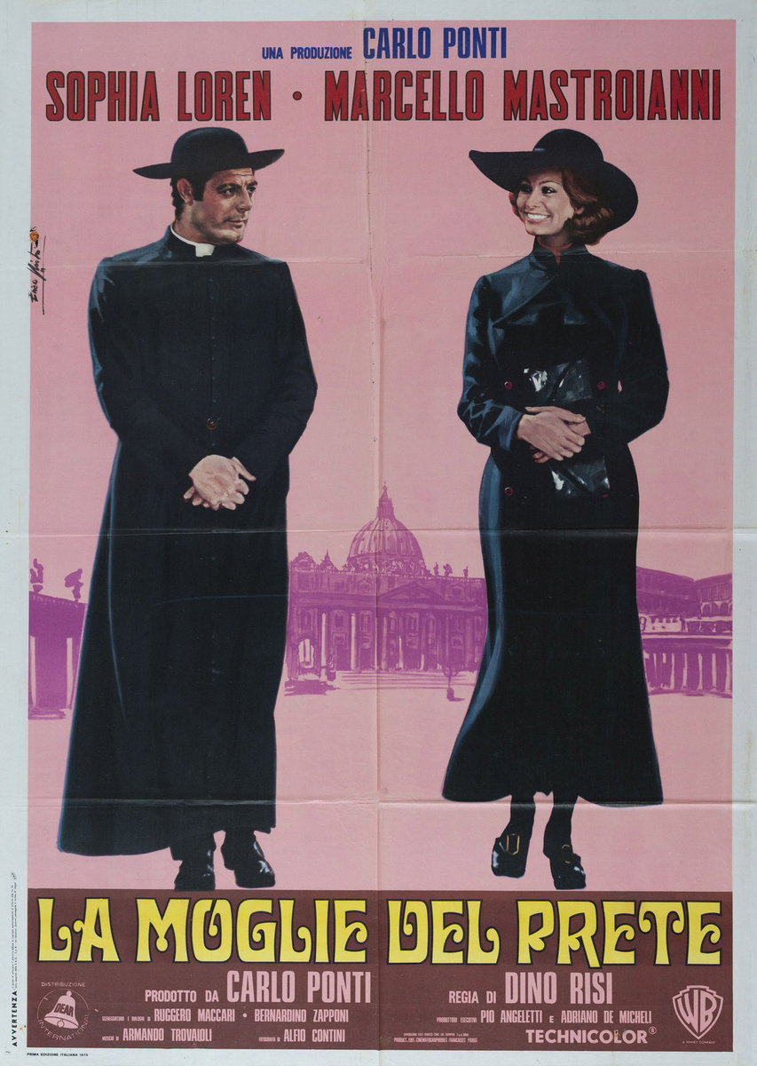 Manifesto 2 per il film La moglie del prete (1970), dipinto da Lorenzo Nistri (Enzo)