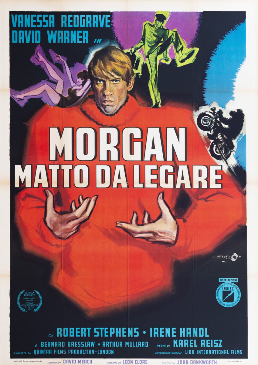 Manifesto 3 per il film Morgan matto da legare (1966), dipinto da Angelo Cesselon