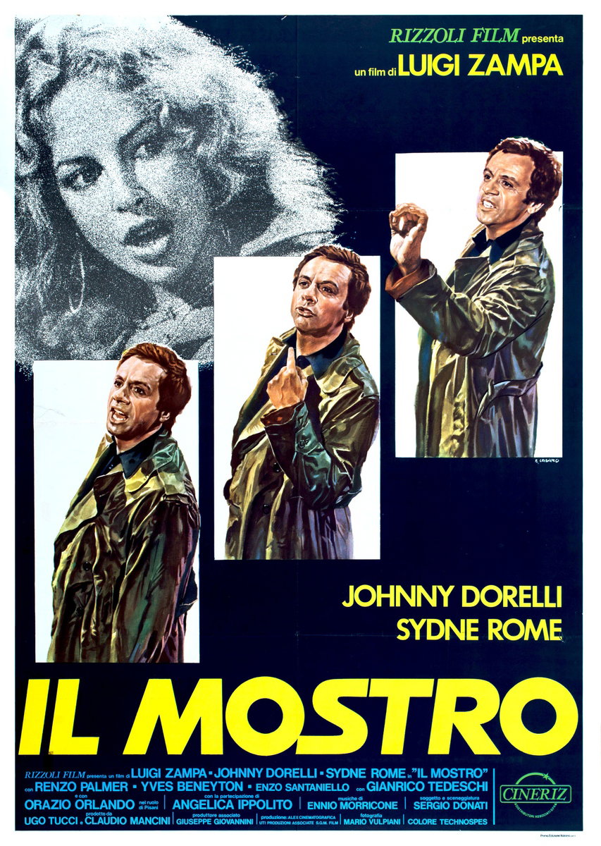 Manifesto 2 per il film Il mostro (1977), dipinto da Renato Casaro (Renè)
