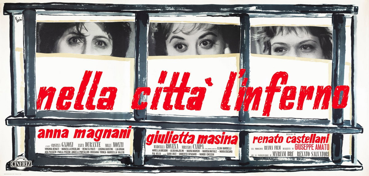 Manifesto 3 per il film Nella città l'inferno (1959), dipinto da Ercole Brini