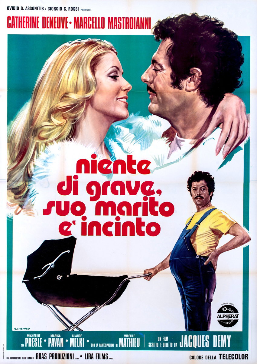 Manifesto 2 per il film Niente di grave, suo marito è incinto (1973), dipinto da Renato Casaro (Renè)