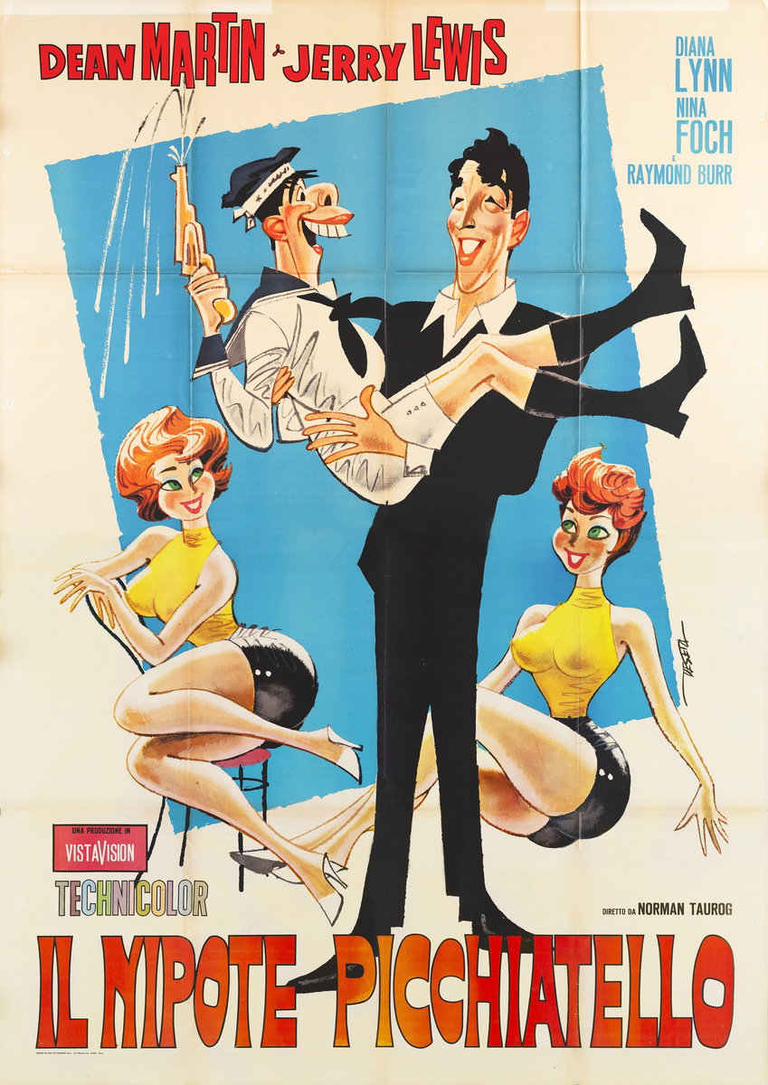 Manifesto 2 per il film Il nipote picchiatello (1955), dipinto da Enrico De Seta