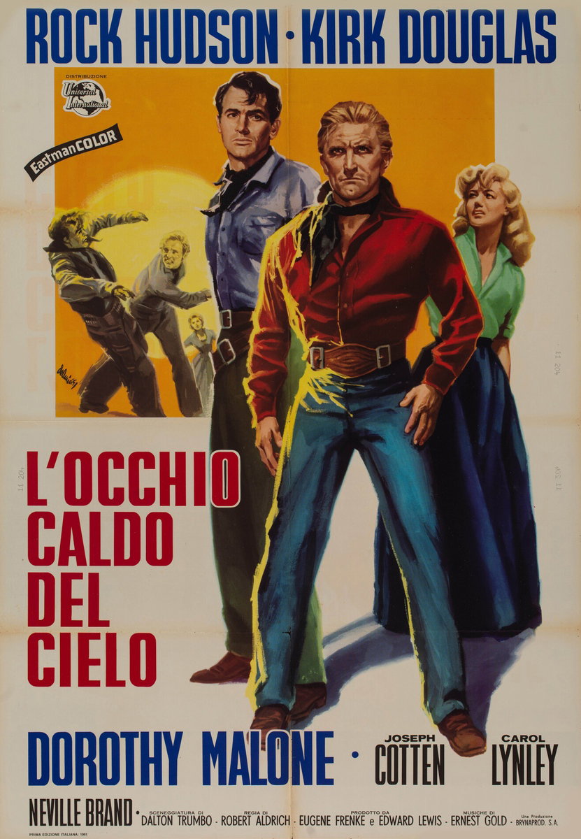 Manifesto 2 per il film L'occhio caldo del cielo (1961), dipinto da Arnaldo De Amicis (Aldo)
