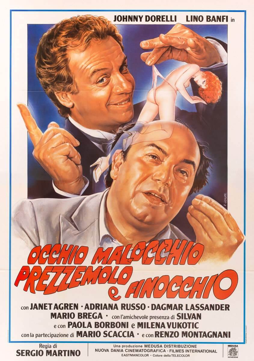 Poster 2 for the film Occhio, malocchio, prezzemolo e finocchio (1983), painted by Enzo Sciotti
