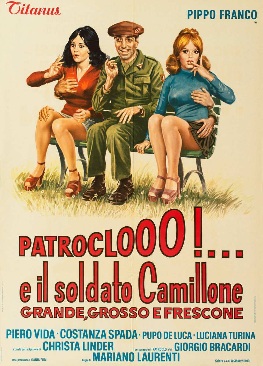 Poster 2 for the film Patroclooo!... e il soldato Camillone, grande grosso e frescone (1973)