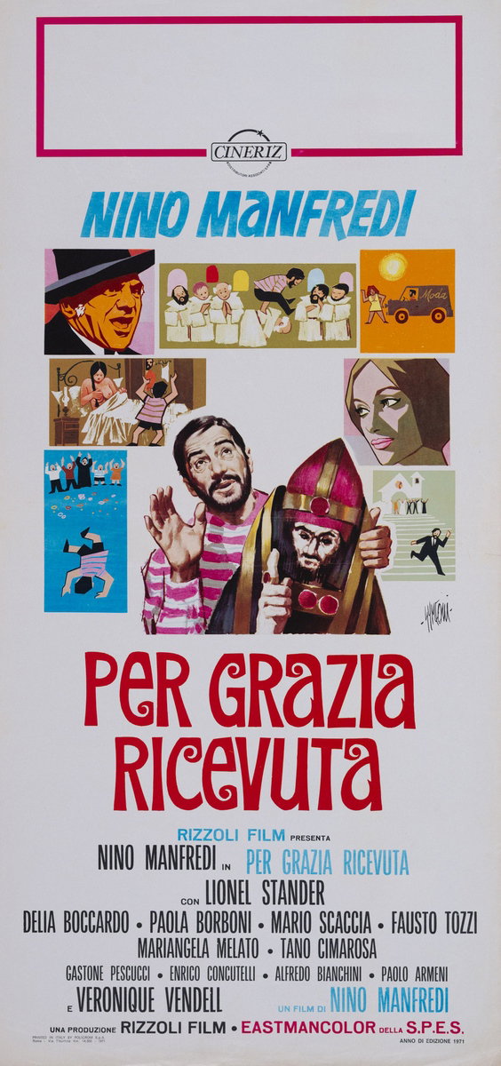 Locandina 2 for the film Between Miracles (1971), painted by Sandro Simeoni (Symeoni)