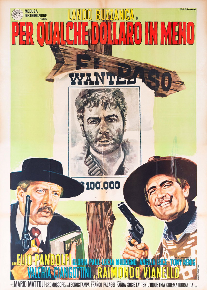 Poster 2 for the film For a Few Dollars Less (1966), painted by Rodolfo Gasparri