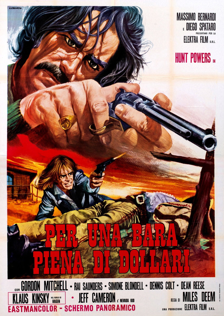 Manifesto 2 per il film Per una bara piena di dollari (1971), dipinto da Luciano Crovato