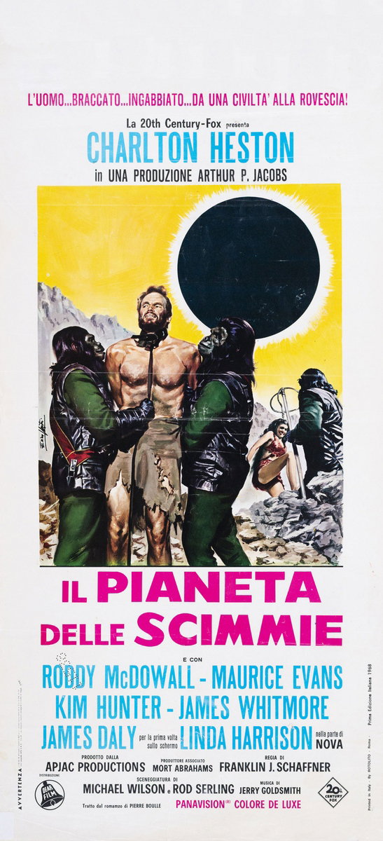Locandina 2 per il film Il pianeta delle scimmie (1968), dipinto da Lorenzo Nistri (Enzo)