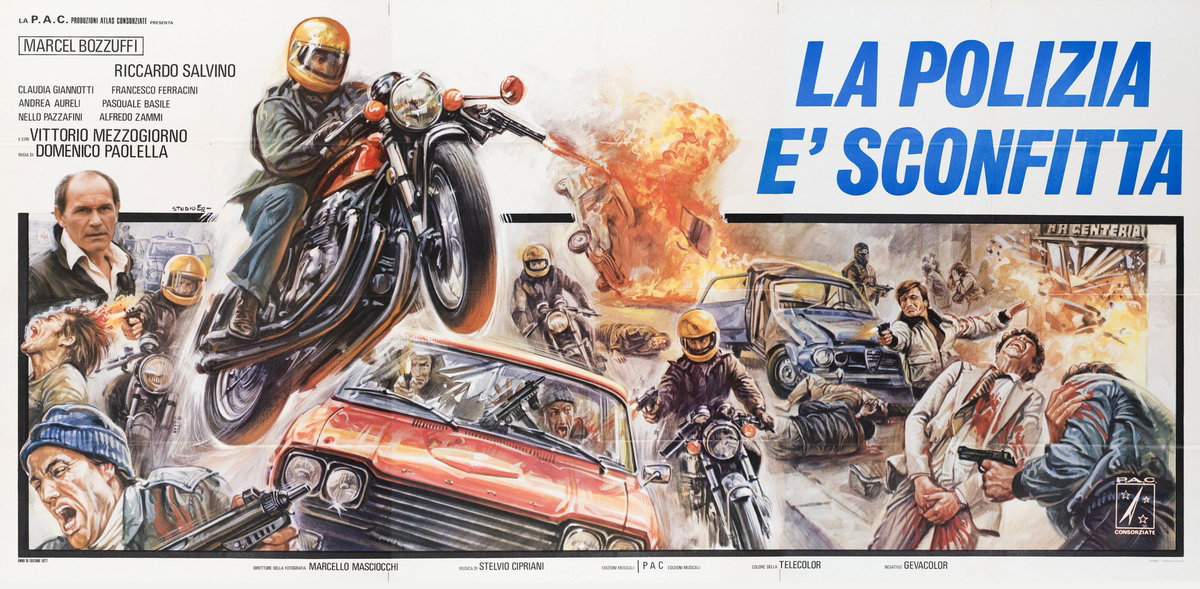 Poster 2 for the film Stunt Squad (1977), painted by Studio E2 (Sciotti-Tarantelli)