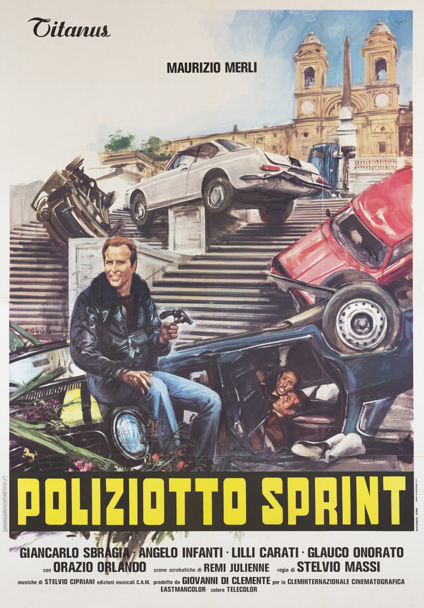 Manifesto 2 per il film Poliziotto sprint (1977), dipinto da Averardo Ciriello