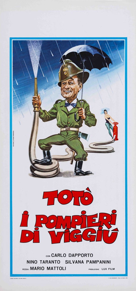 Locandina 2 for the film The Firemen of Viggiù (1949), painted by Mario Piovano