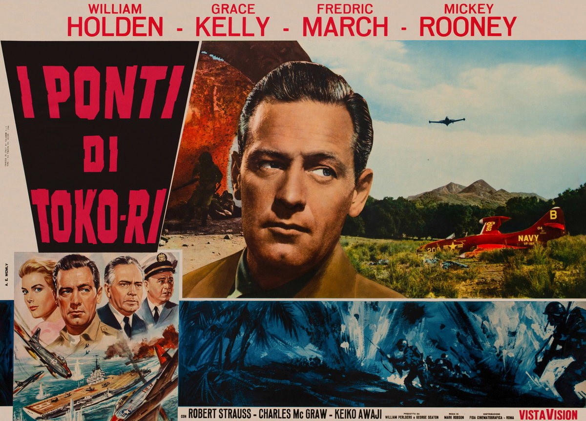 Fotobusta 2 per il film I ponti di Toko-Ri (1954), dipinto da Renato Casaro (Renè)