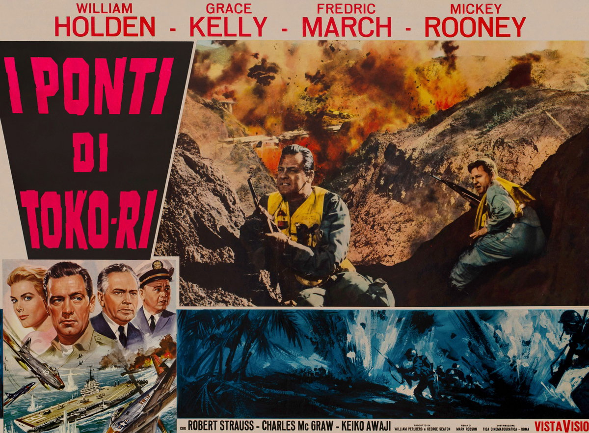 Fotobusta 3 per il film I ponti di Toko-Ri (1954), dipinto da Renato Casaro (Renè)