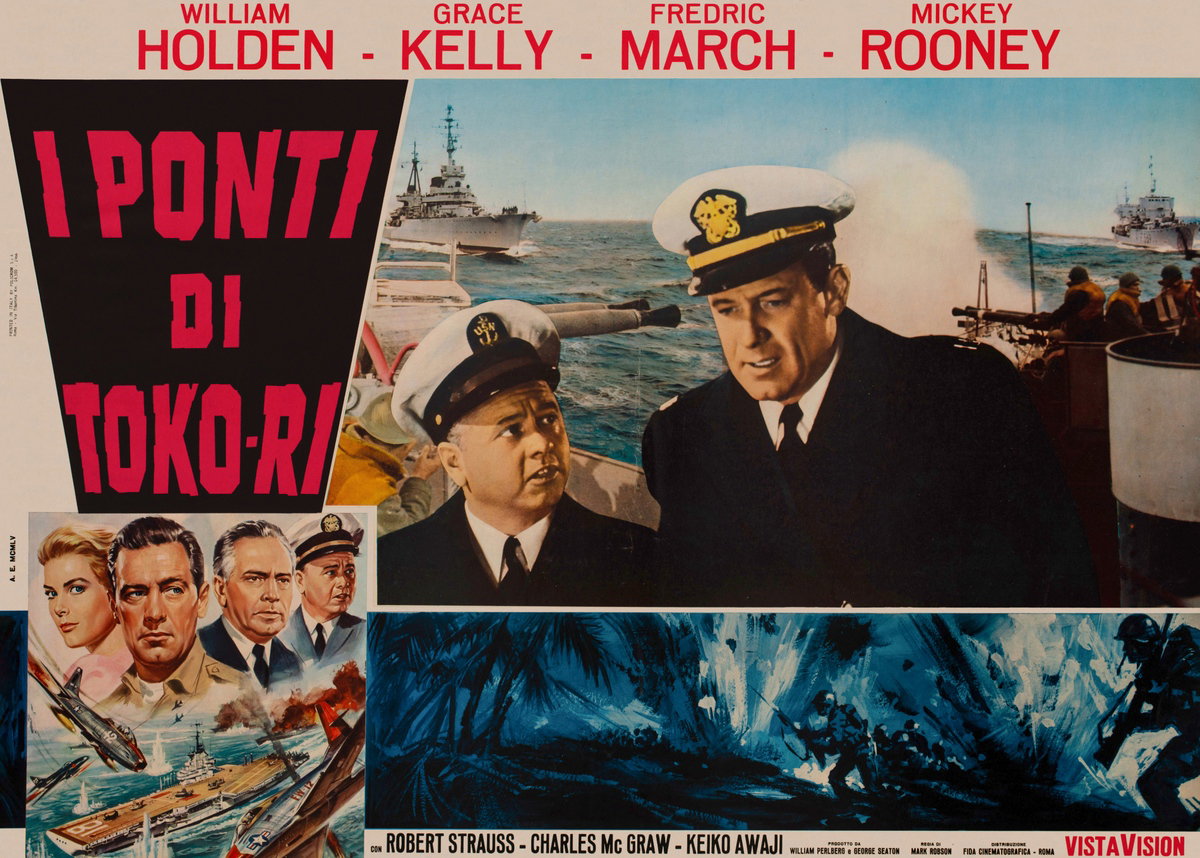 Fotobusta 4 per il film I ponti di Toko-Ri (1954), dipinto da Renato Casaro (Renè)