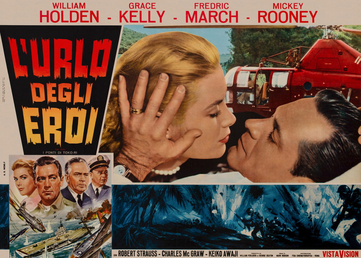 Fotobusta 5 per il film I ponti di Toko-Ri (1954), dipinto da Renato Casaro (Renè)