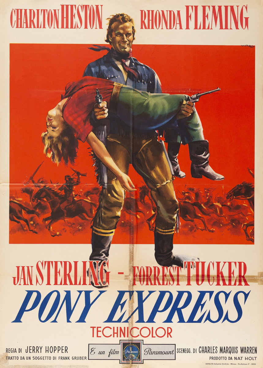 Poster 3 for the film Pony Express (1953), painted by Lorenzo Nistri (Enzo)