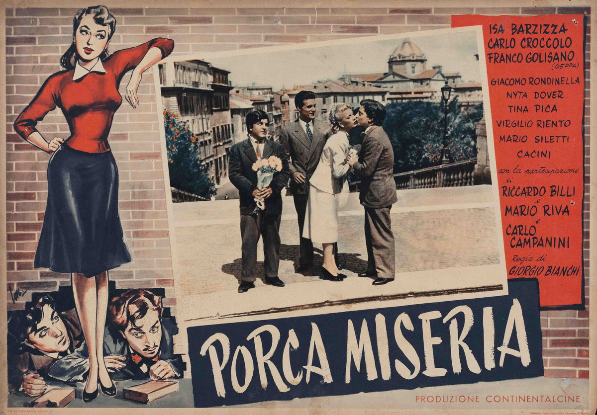 Fotobusta 3 per il film Porca miseria! (1951), dipinto da Carlantonio Longi