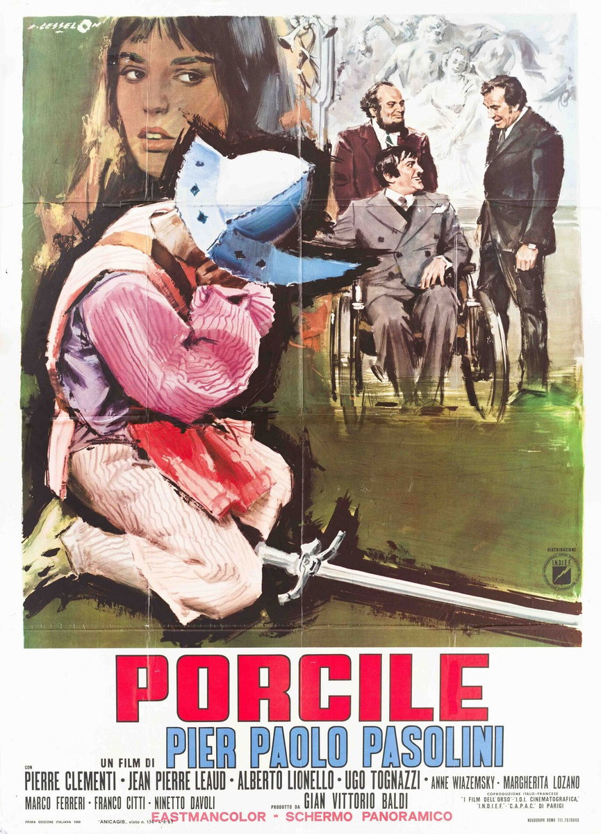 Manifesto 2 per il film Porcile (1969), dipinto da Angelo Cesselon