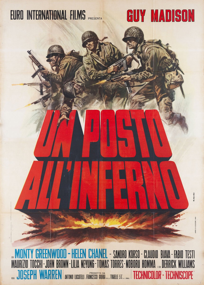 Poster 2 for the film A Place In Hell (1969), painted by Renato Casaro (Renè)
