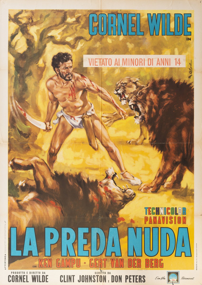Manifesto 2 per il film La preda nuda (1965), dipinto da Marcello Colizzi