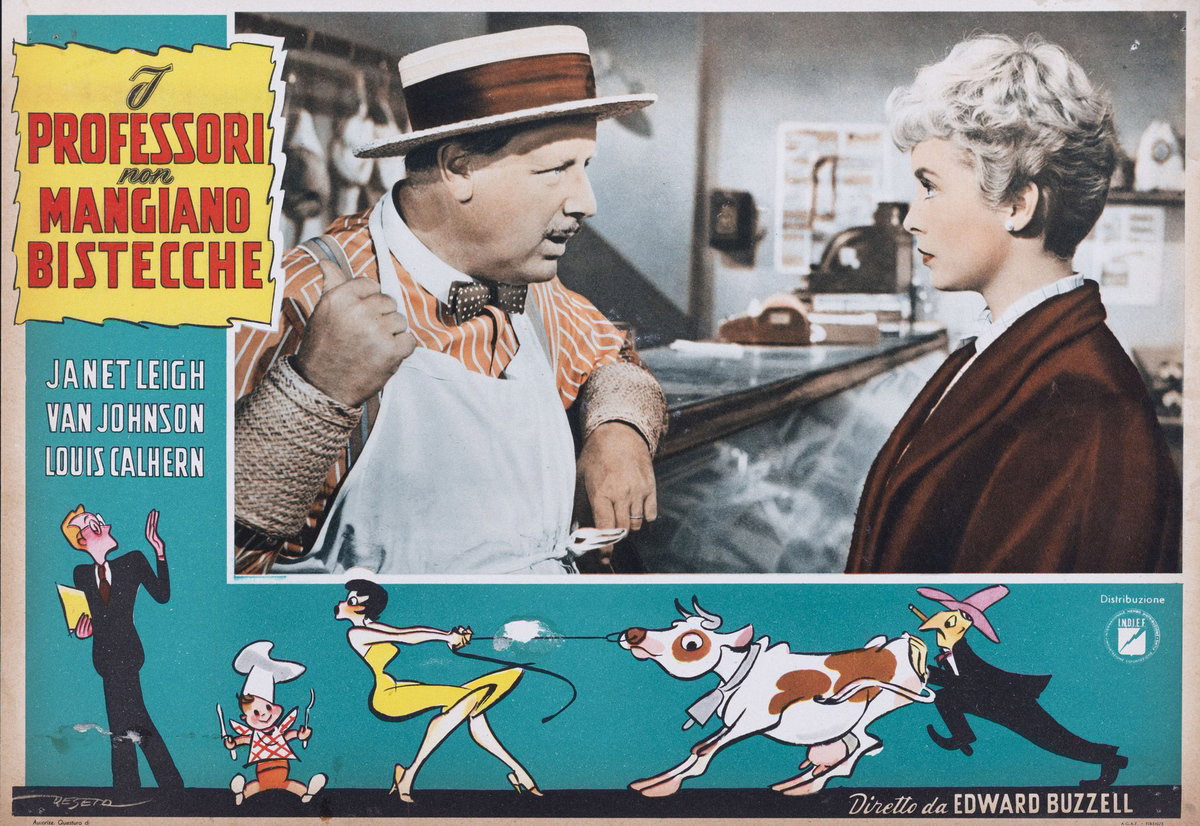 Fotobusta 3 per il film I professori non mangiano bistecche (1953), dipinto da Enrico De Seta