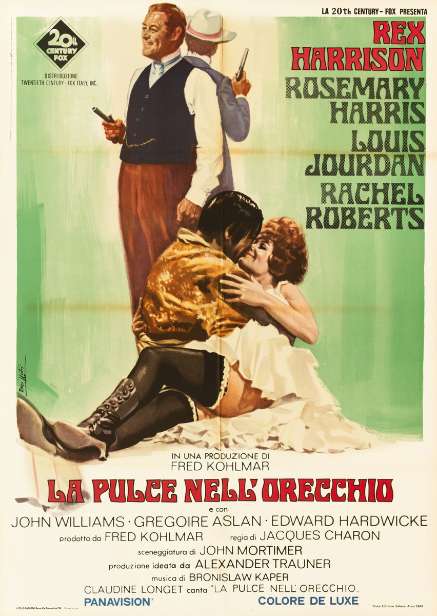 Manifesto 2 per il film La pulce nell'orecchio (1968), dipinto da Lorenzo Nistri (Enzo)